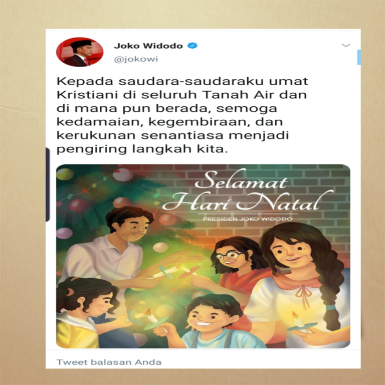 Presiden Jokowi Menyampaikan Selamat Natal Semoga Penuh Kedamaian dan